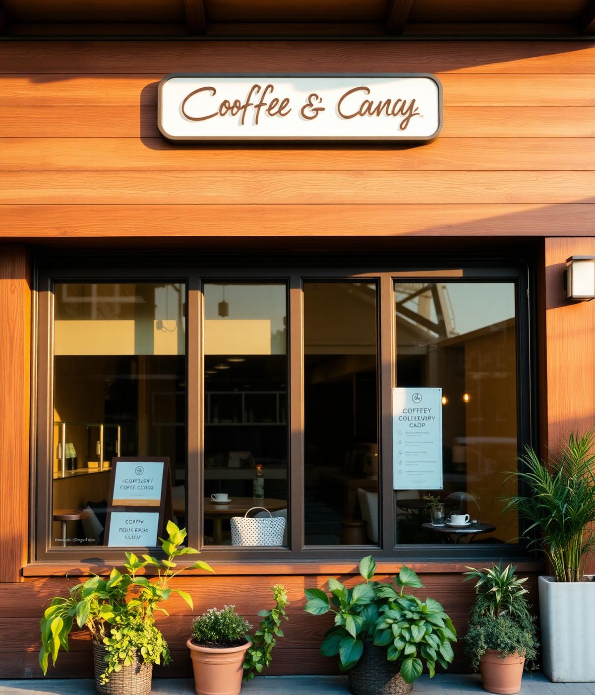 Oak & Bean storefront in golden light